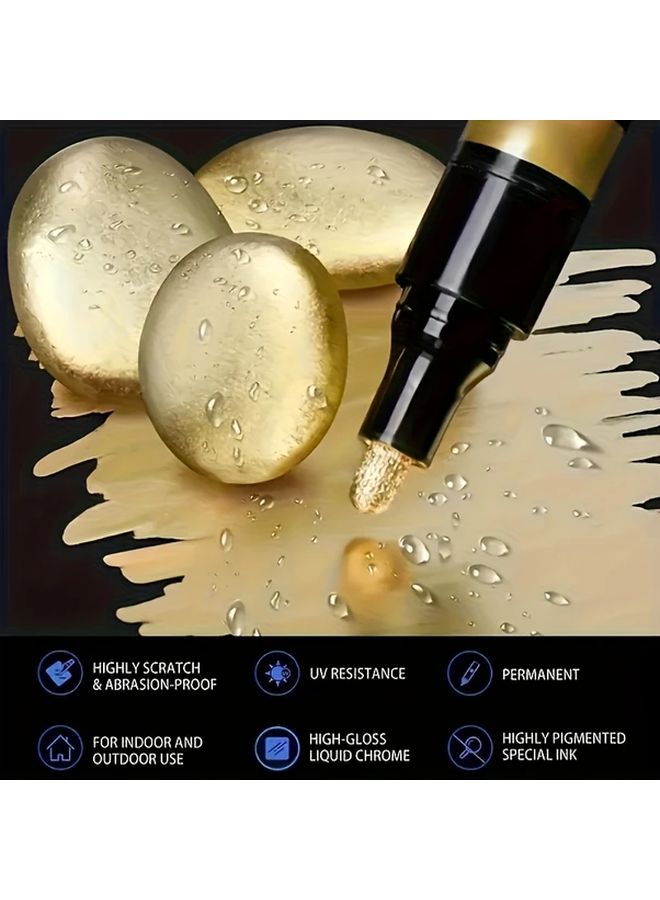 Golden And Silvery Mirror Markers 2 Pack For Car Styling Crafts And Glass Painting - Image 3